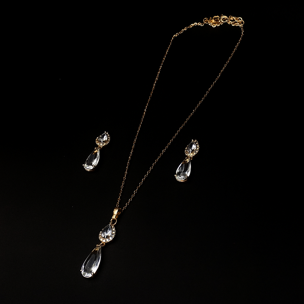 Graceful Gold Necklace and Earring Set