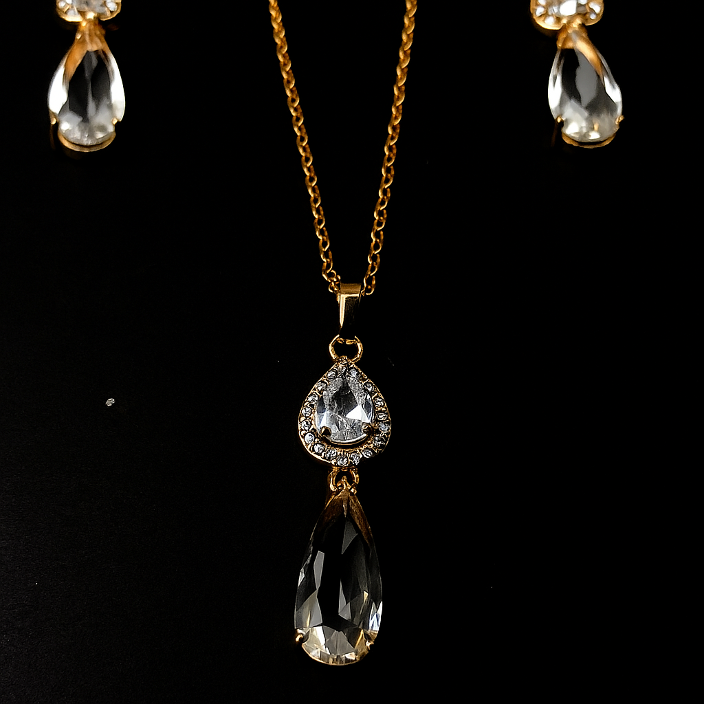 Graceful Gold Necklace and Earring Set