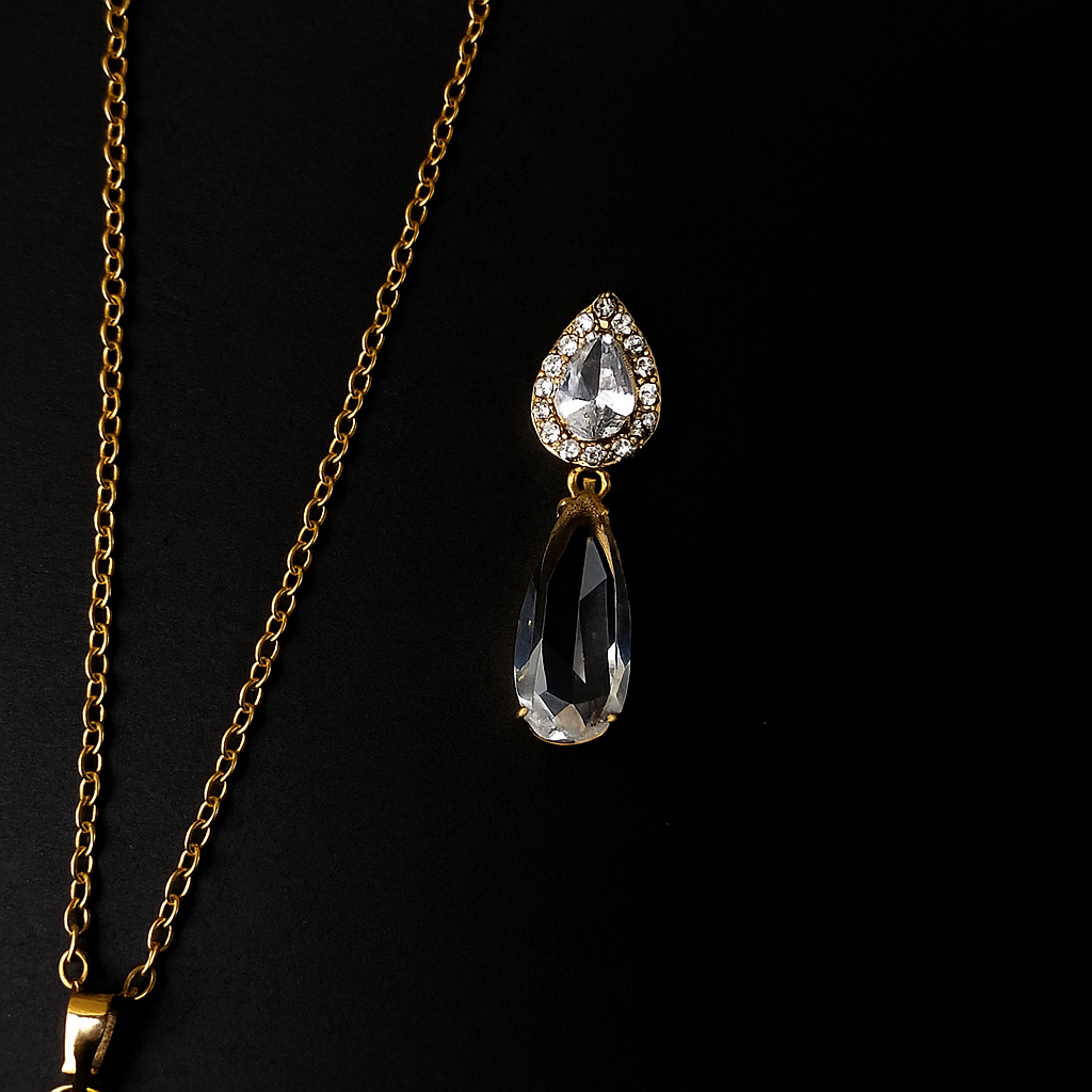 Graceful Gold Necklace and Earring Set