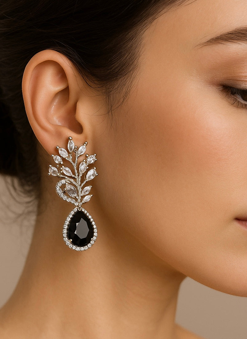 1 Carat Elegant Black Stone Earrings
